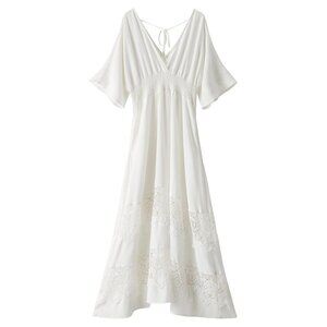 NWT Olaesa Women's Lace Maxi Dress Short Sleeve V Neck Party Dress XL